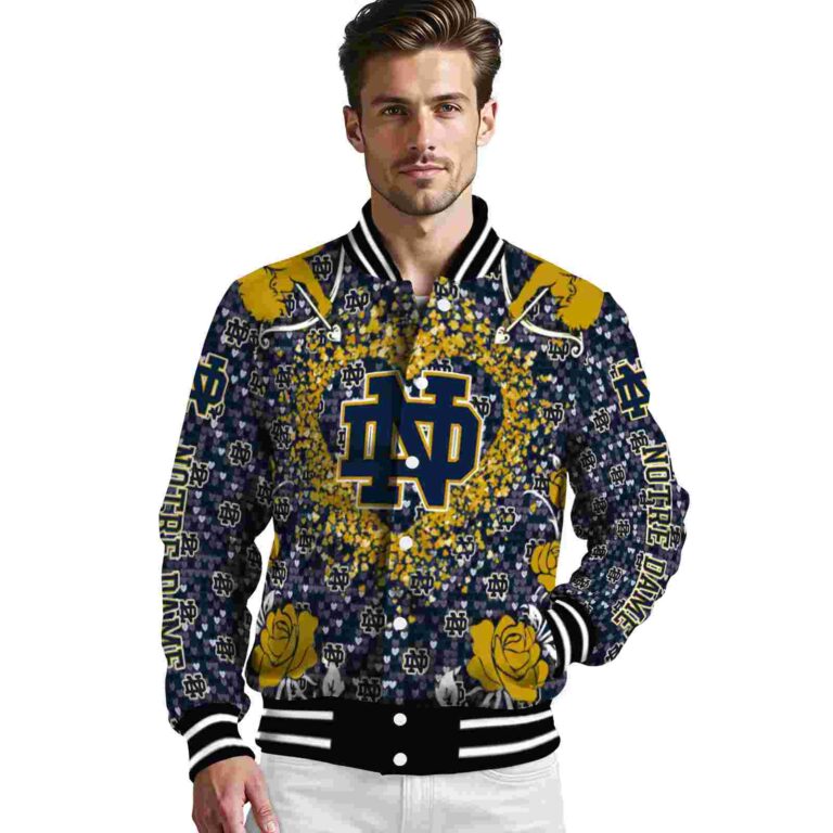 customized notre dame fighting irish heart explosion navy jacket high quality