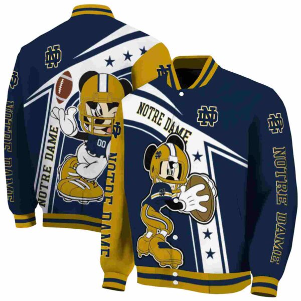 customized notre dame fighting irish mickey football navy white jacket fashion forward