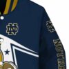customized notre dame fighting irish mickey football navy white jacket premium grade
