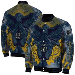 customized notre dame fighting irish praying hands navy jacket fashion forward