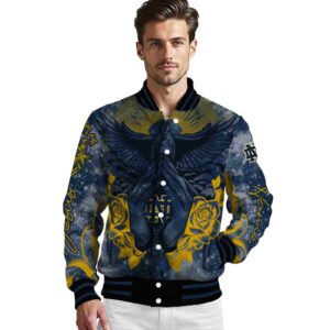 customized notre dame fighting irish praying hands navy jacket high quality