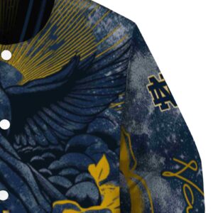 customized notre dame fighting irish praying hands navy jacket premium grade