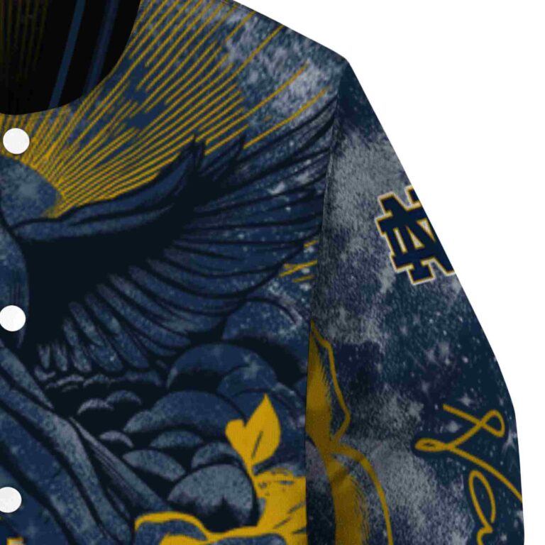 customized notre dame fighting irish praying hands navy jacket premium grade