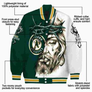 customized oakland athletics jesus tears green white jacket new arrival