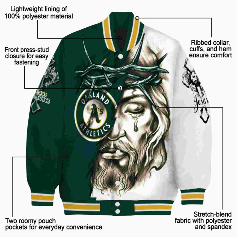 customized oakland athletics jesus tears green white jacket new arrival