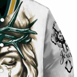customized oakland athletics jesus tears green white jacket premium grade