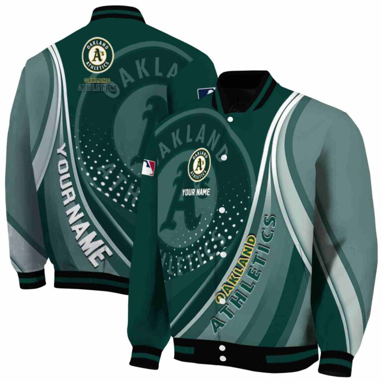 customized oakland athletics wave patterns green jacket fashion forward
