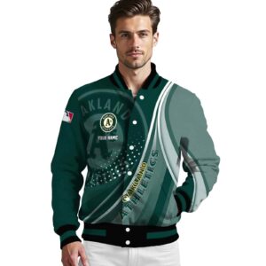 customized oakland athletics wave patterns green jacket high quality