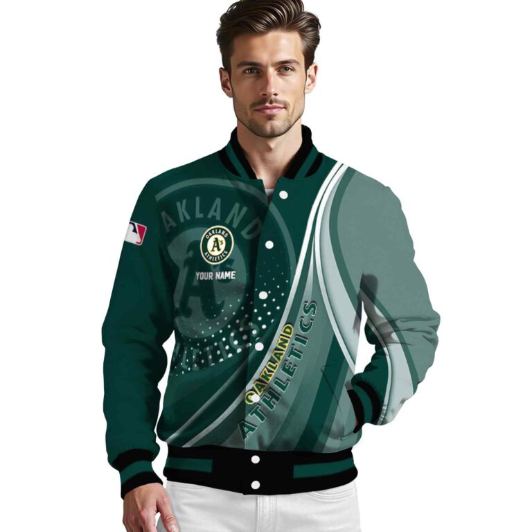 customized oakland athletics wave patterns green jacket high quality