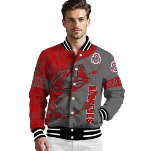 customized ohio state buckeyes fishing rod gray jacket high quality