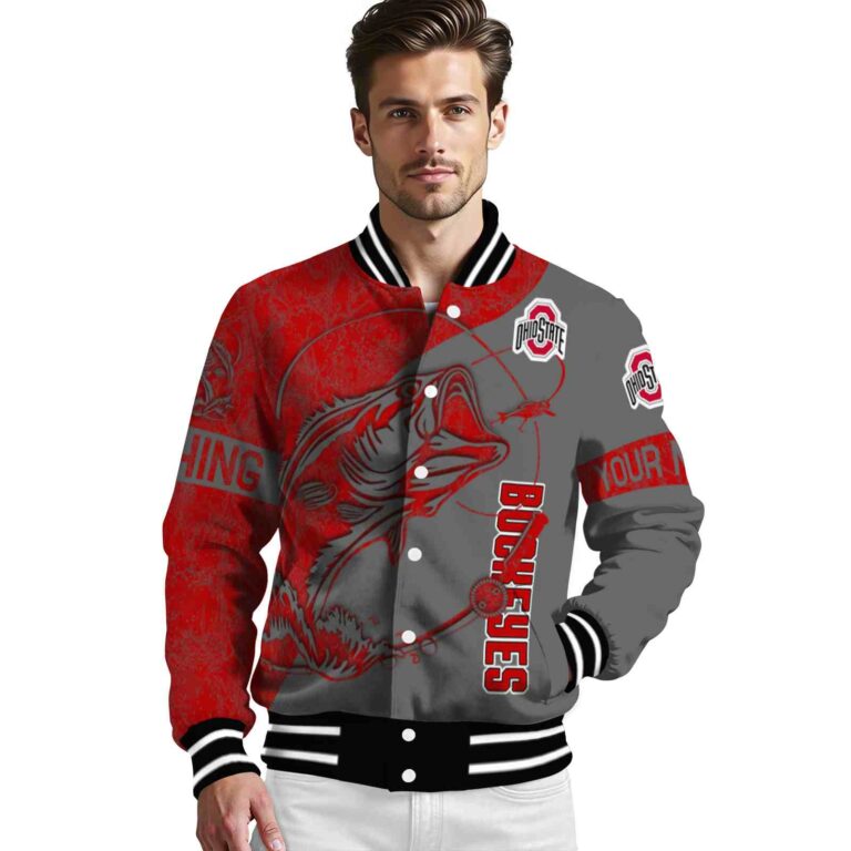 customized ohio state buckeyes fishing rod gray jacket high quality