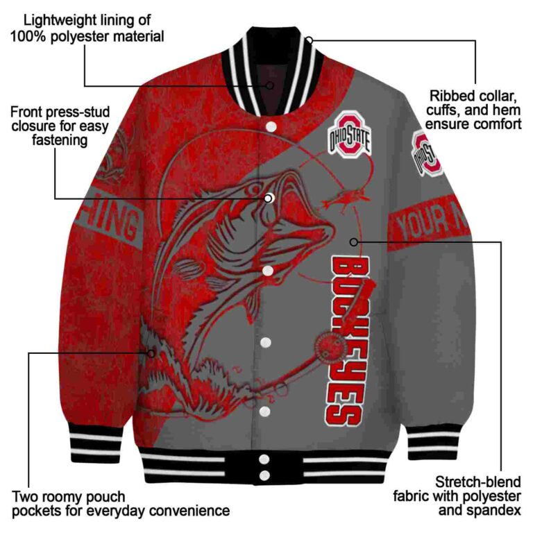 customized ohio state buckeyes fishing rod gray jacket new arrival