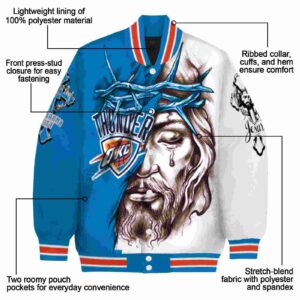 customized oklahoma city thunder jesus tears blue white jacket new arrival