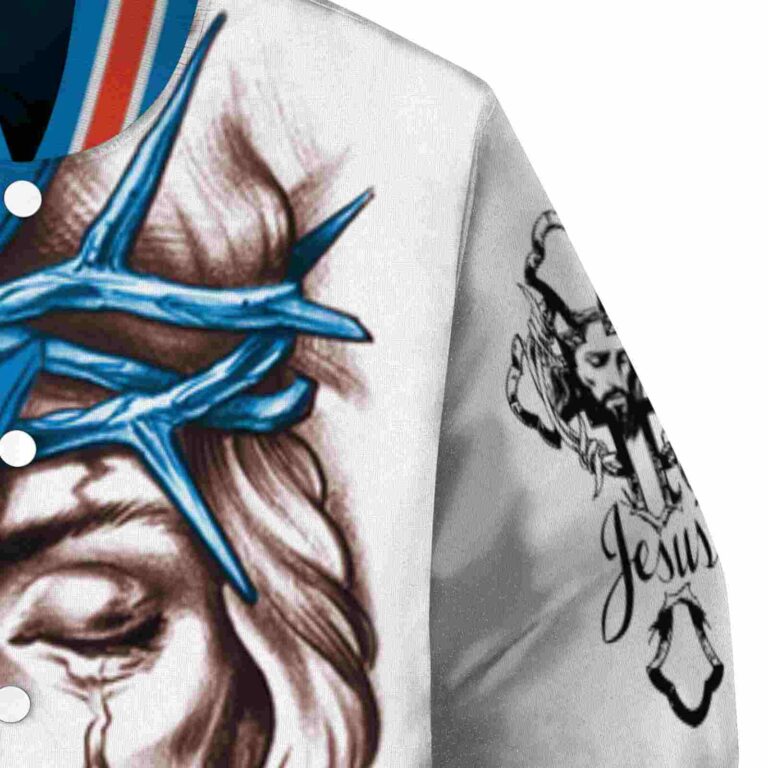 customized oklahoma city thunder jesus tears blue white jacket premium grade