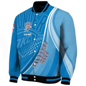 customized oklahoma city thunder wave patterns blue jacket best selling