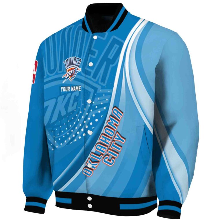 customized oklahoma city thunder wave patterns blue jacket best selling