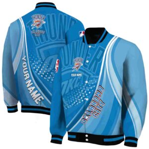 customized oklahoma city thunder wave patterns blue jacket fashion forward