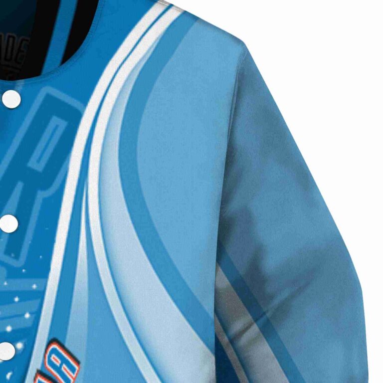 customized oklahoma city thunder wave patterns blue jacket premium grade