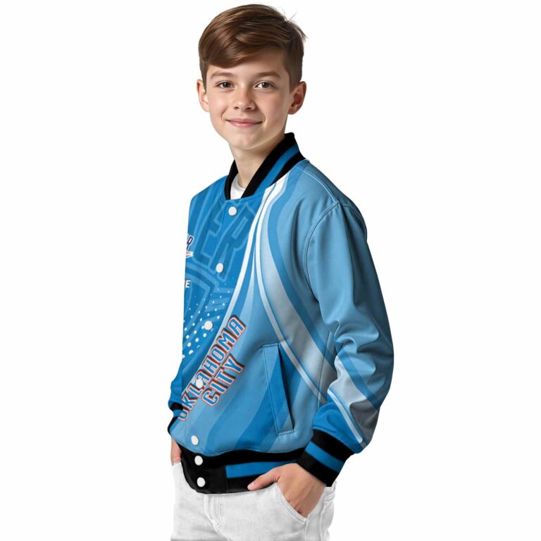 customized oklahoma city thunder wave patterns blue jacket trendy