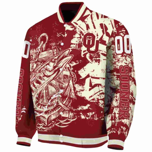 customized oklahoma sooners fishing art crimson jacket best selling
