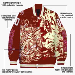 customized oklahoma sooners fishing art crimson jacket new arrival