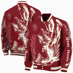 customized oklahoma sooners fishing passion crimson white jacket fashion forward