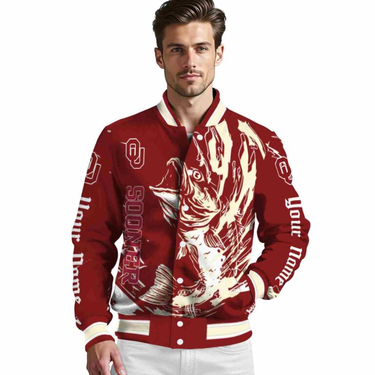 customized oklahoma sooners fishing passion crimson white jacket high quality