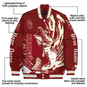 customized oklahoma sooners fishing passion crimson white jacket new arrival