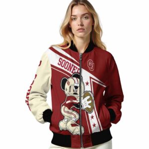 customized oklahoma sooners mickey football crimson white jacket latest model