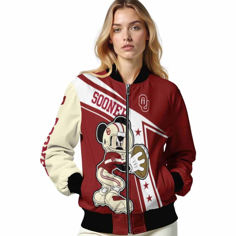 customized oklahoma sooners mickey football crimson white jacket latest model