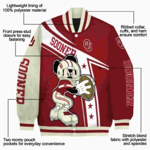 customized oklahoma sooners mickey football crimson white jacket new arrival