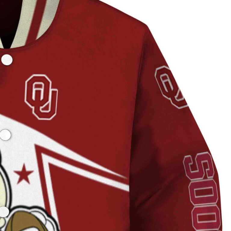 customized oklahoma sooners mickey football crimson white jacket premium grade