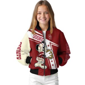 customized oklahoma sooners mickey football crimson white jacket top rated