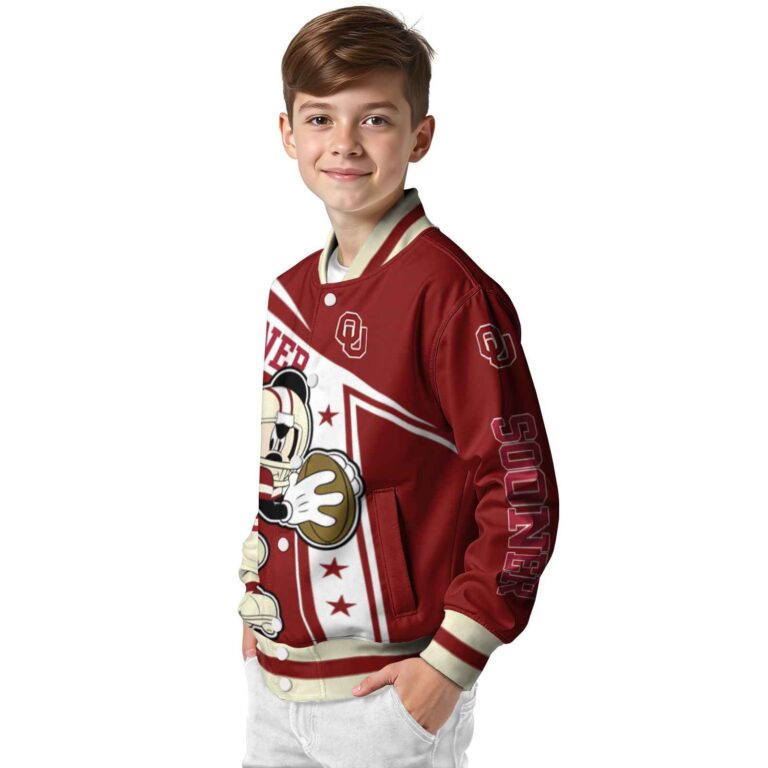 customized oklahoma sooners mickey football crimson white jacket trendy