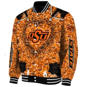 customized oklahoma state cowboys heart explosion orange jacket best selling