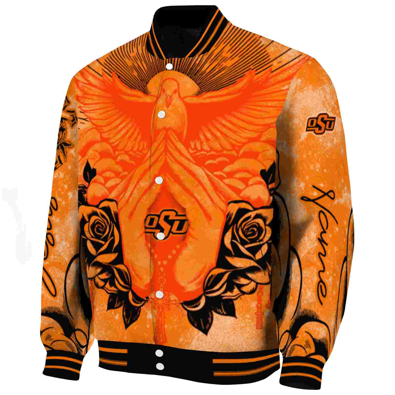 customized oklahoma state cowboys praying hands orange jacket best selling customized oklahoma state cowboys praying hands orange jacket best selling