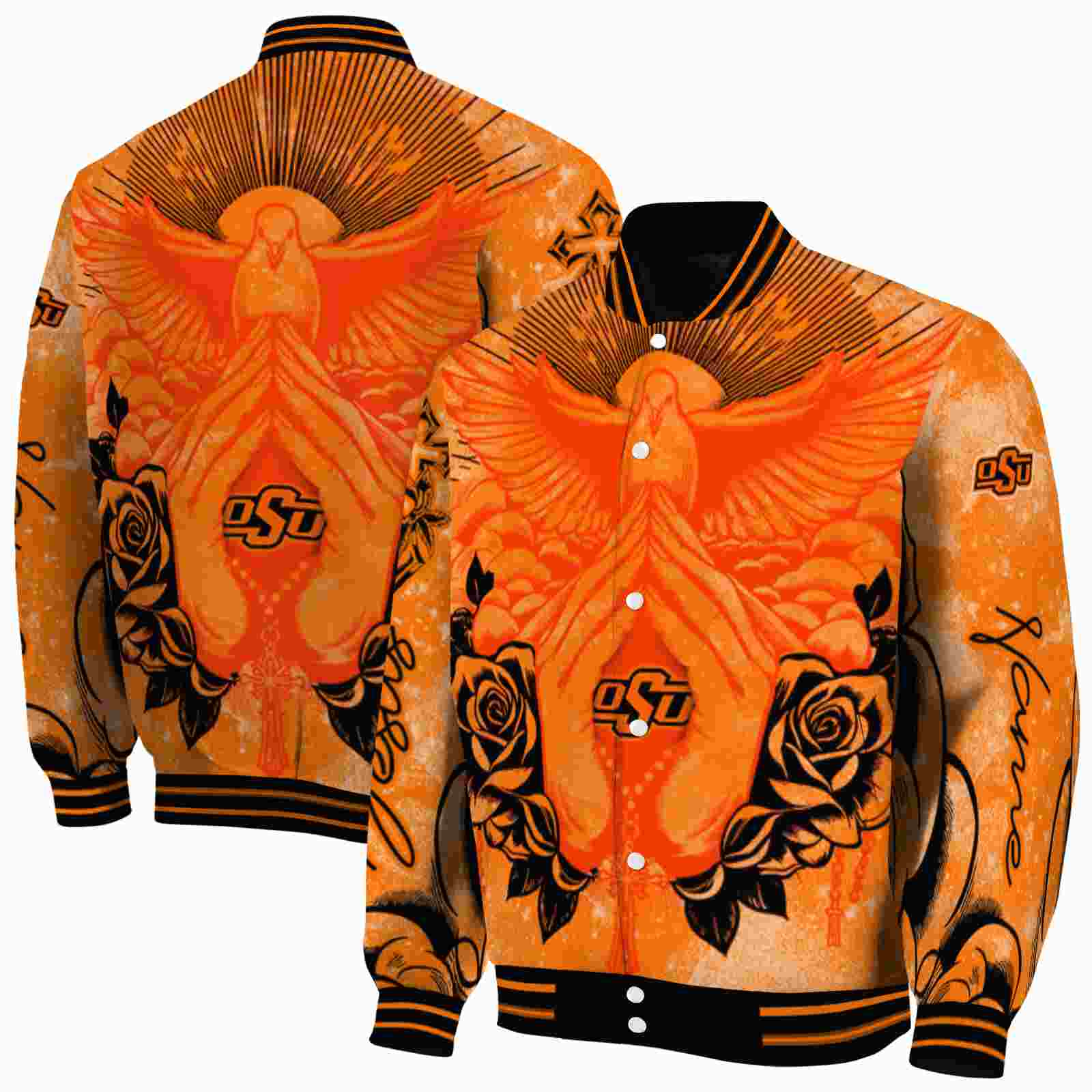 customized oklahoma state cowboys praying hands orange jacket fashion forward customized oklahoma state cowboys praying hands orange jacket fashion forward