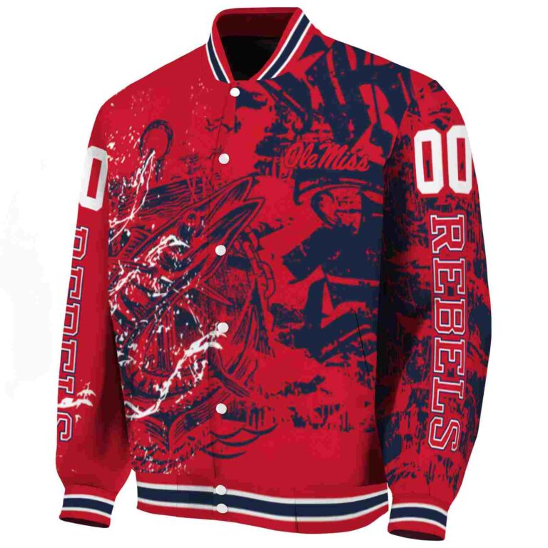 customized ole miss rebels fishing art red jacket best selling