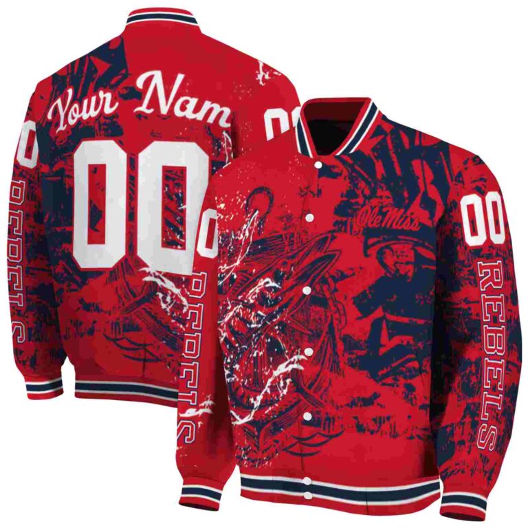 customized ole miss rebels fishing art red jacket fashion forward