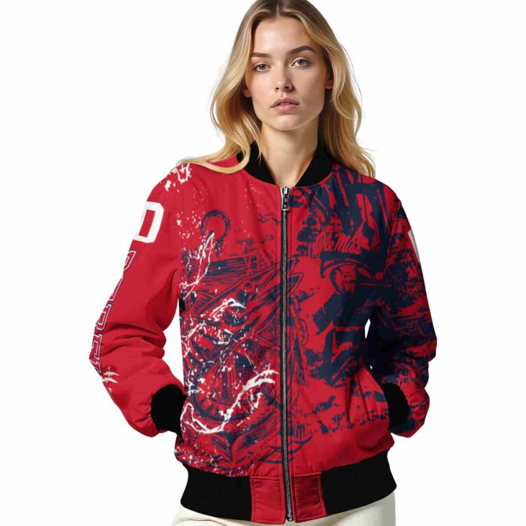 customized ole miss rebels fishing art red jacket latest model