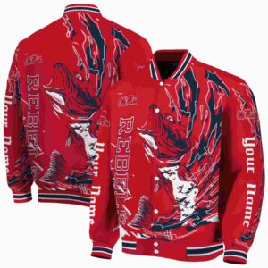 customized ole miss rebels fishing passion red white jacket fashion forward