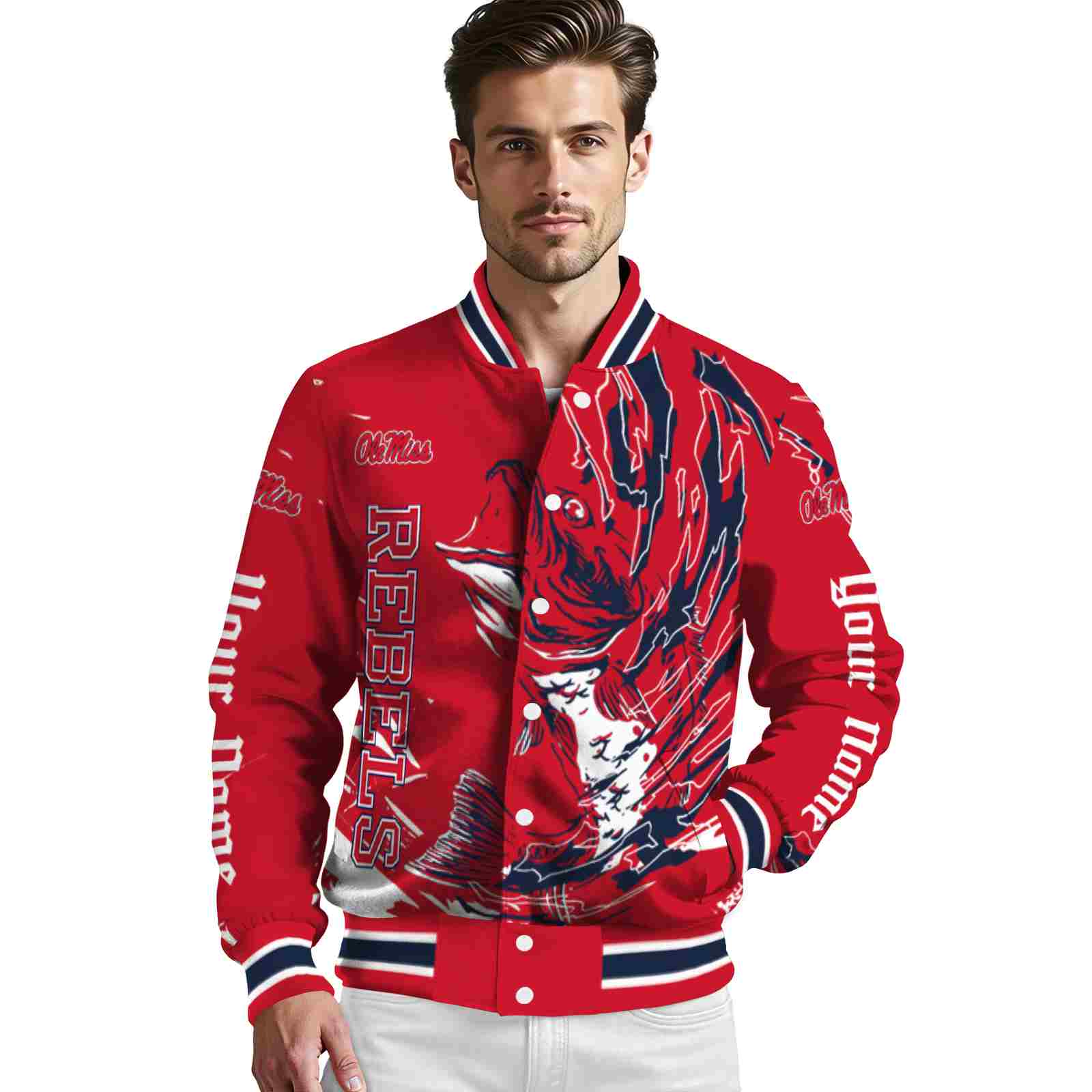 customized ole miss rebels fishing passion red white jacket high quality customized ole miss rebels fishing passion red white jacket high quality