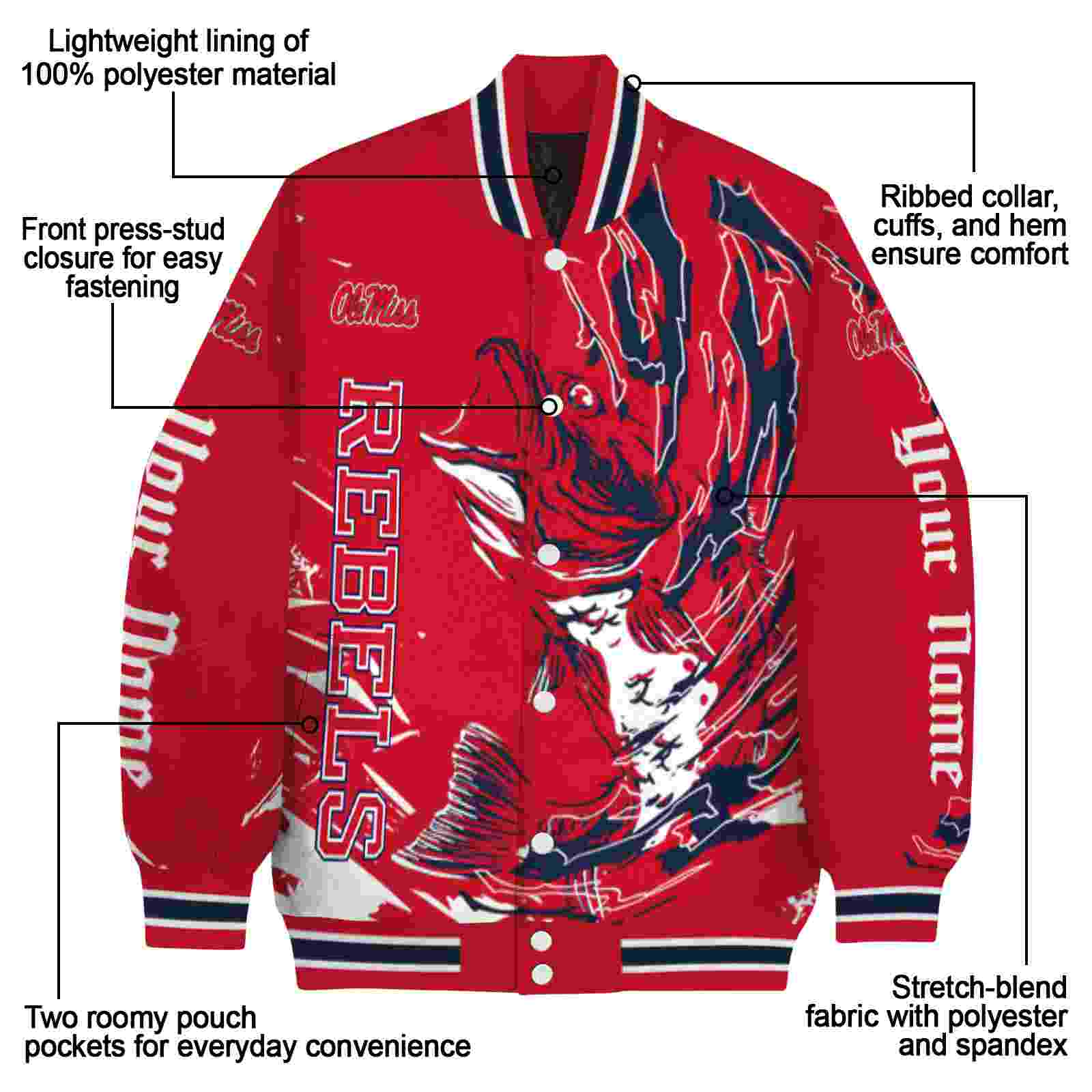 customized ole miss rebels fishing passion red white jacket new arrival customized ole miss rebels fishing passion red white jacket new arrival