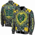 customized oregon ducks heart explosion green jacket best selling