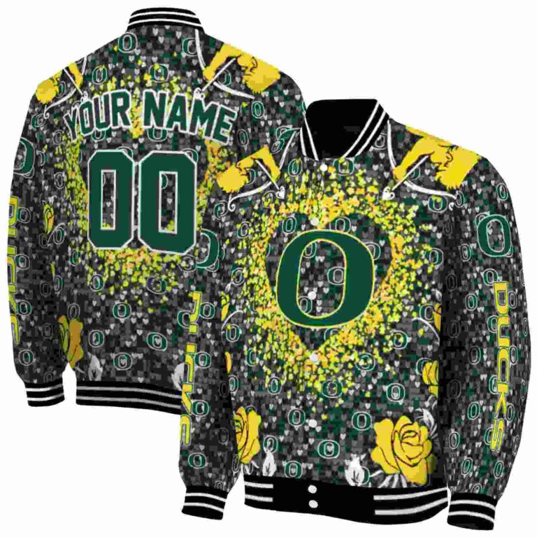 customized oregon ducks heart explosion green jacket fashion forward