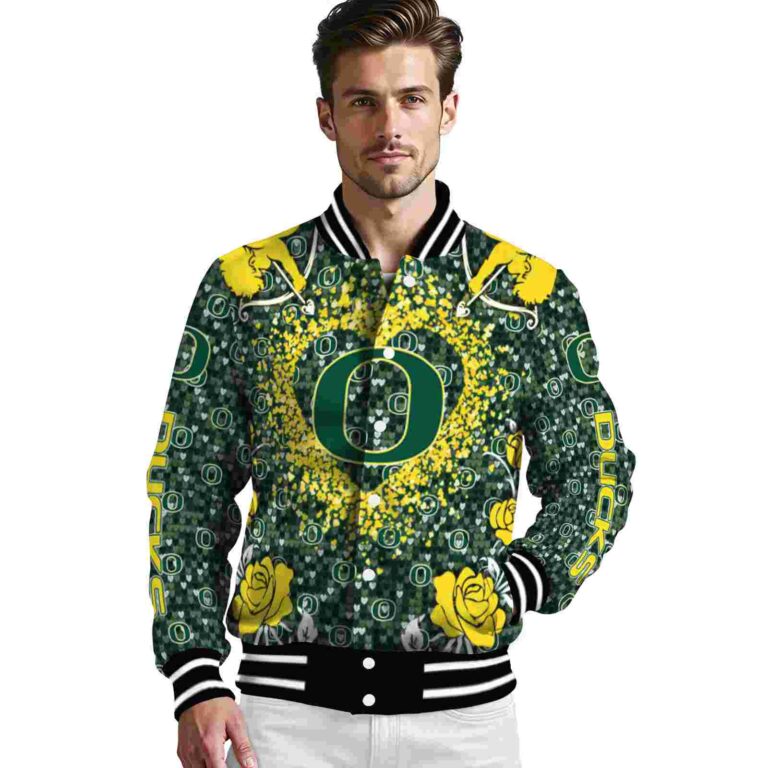 customized oregon ducks heart explosion green jacket high quality