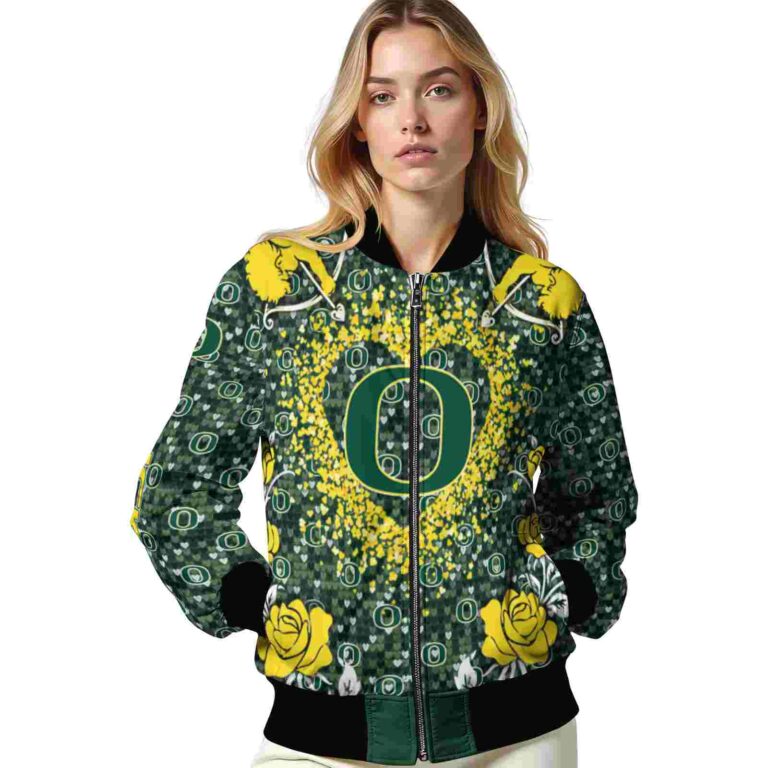 customized oregon ducks heart explosion green jacket latest model