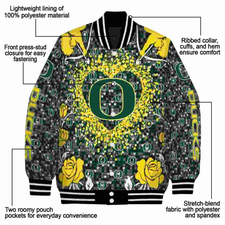 customized oregon ducks heart explosion green jacket new arrival