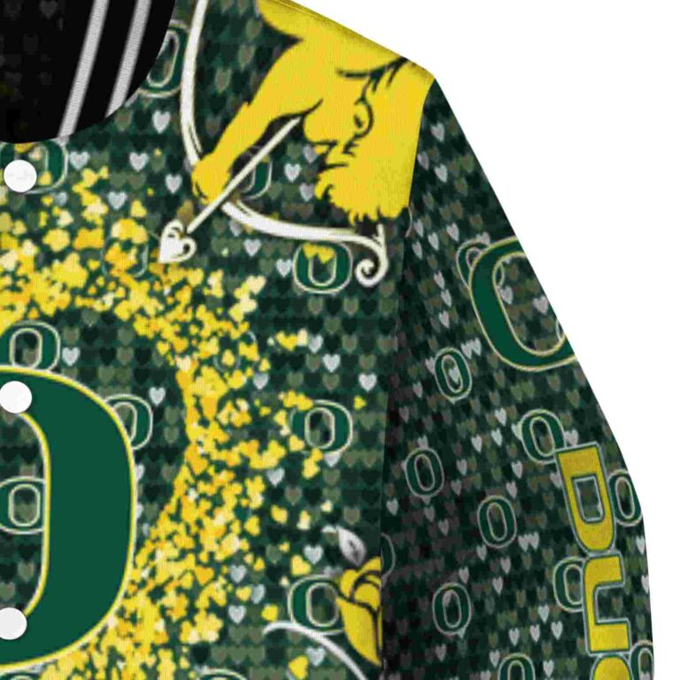 customized oregon ducks heart explosion green jacket premium grade