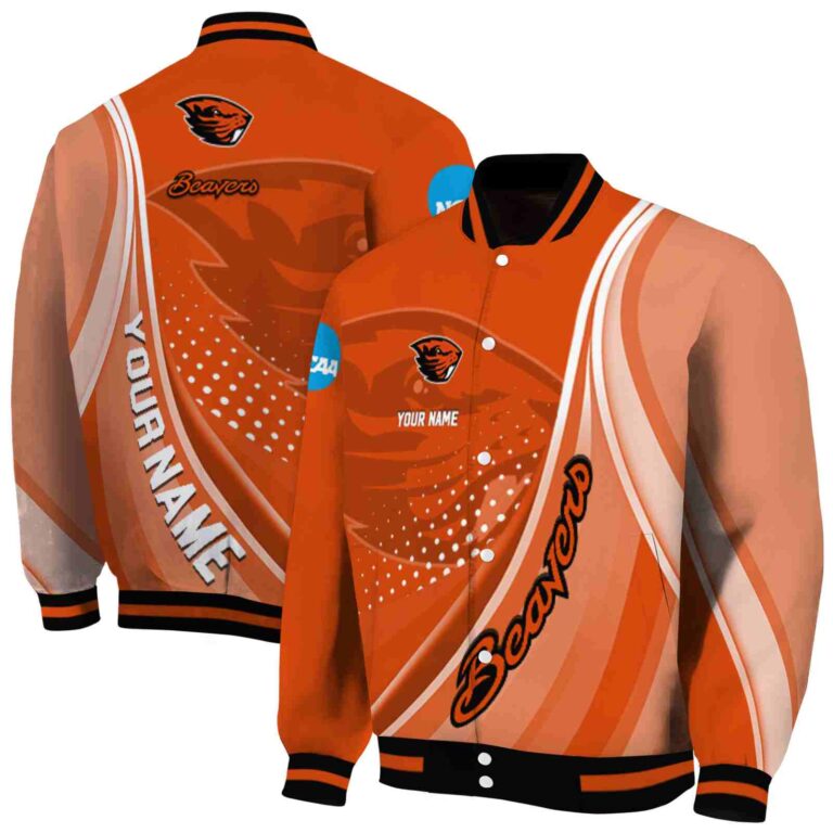 customized oregon state beavers wave patterns orange jacket fashion forward